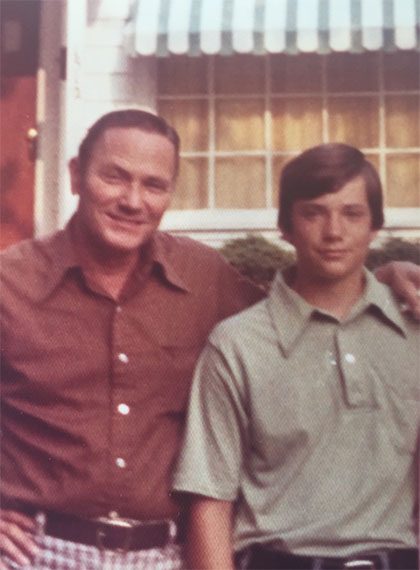Craftsman Jeff (right) with his father in 1976